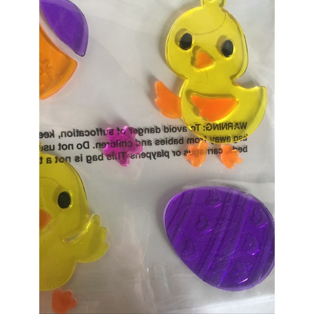 NEW Spring Happy Easter Chicks Eggs Flowers Window Gel Clings Decorations 12 pcs - Picture 2 of 2